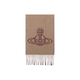 Vivienne Westwood Saturn pattern printed tassel velvet scarf, same style for men and women, New Year gift for couples, 8053195325931 camel color