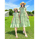 Shijanu parent-child clothing, mother-daughter summer bomb street parent-child clothing, new summer mother-daughter clothing, thin chiffon dress, stylish Korean version, green 110 cm weight 27-33Jin Jin equals 0.5 kg