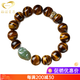 Genomanman Natural Yellow Tiger Eye Stone Bracelet Men's Tiger Clear Stone Jade Pixiu Native Buddha Playing Buddha Bead Plate Playing Bracelet Zodiac Dragon Snake-Puxian Bodhisattva Beads 16mm