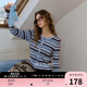 Sancai 2025 new winter striped sweater round neck earring sweater slim fit short F clear sky blue stripe S 155/80A