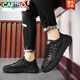 Cartelo-Schuhe für Herren Herbst New Low-Top Leder atmungsaktives leichte Brettschuhe für Herren Frühlings- und Herbst-Freizeitsport-Arbeitspeakschuhe Trend L1390 Brown 41