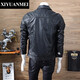 Nishihara Mei Nishihara Mei Lapel Leather Jacket Autumn and Winter Trendy Casual Simple Motorcycle Jacket Handsome Slim Leather Jacket Men's Outer Black L