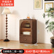 Zhong Zhanggui retro style glass dining room wine cabinet against the wall home living room standing cabinet TV side cabinet display storage narrow cabinet storage cabinet 40x42x98 walnut color/delivered into the home