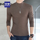 ROMON half turtleneck bottoming shirt men's pure cotton t-shirt solid color slim fit simple casual mid-collar long-sleeved inner thick top white XL 140Jin Jin equals 0.5 kg, left or right wear