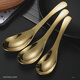 Fantasy stainless steel palace round head spoon hotel restaurant stainless steel spoon hotel iron spoon commercial use 20 pieces 304 frosted-rose gold-medium size