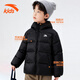 ANTA Chaqueta de plumón para niños y niñas 2025 Invierno Nueva Chaqueta de pan para niñas con capucha deportiva gruesa y cálida Básica Negro 80% Plumón 165 Relleno de plumón 136g