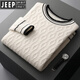 JEEP SPIRIT Jeep cardigan men's thick wool warm winter new sweater sweater fashion round neck pullover casual contrast color navy S