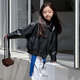 BALA is suitable for 2025 autumn new children's PU leather jacket girls boys, middle and large children motorcycle retro short black 110cm height about 110cm