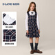 E LAND KIDS children's clothing girls dress 26 spring new college style British plaid fake two-piece skirt Navy navy/59 110