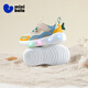 Minibala children's shoes, children's light shoes, spring new sports mesh shoes for boys and girls, baby wear-resistant cushioning running shoes, coffee blue, size 23, suitable for feet 13.2-13.7cm long