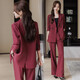 High-end suit suit for women 2025 new spring fashion temperament goddess style casual suit jacket two-piece set black jacket + B168# trousers XL (recommended 108-118 Jin Jin equals about 0.5 kg)