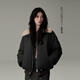 OCHIRLY Xi Mengyao's same style detachable fur collar down jacket for women, popular spring and high-end, Smoke Gray S