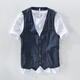 Jima British casual linen vest men's thin business vest professional vest cotton linen sleeveless formal wear Khaki XL (140-160Jin [Jin equals about 0.5 kg])