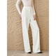 INSUN's ideal bottoms, INSUN's exclusive selection of winter wide straight stretch knitted suit pants, white S