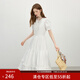 范思蓝恩法式镂空蕾丝白色蛋糕裙女2025夏新款木耳边公主裙2752 白色 S