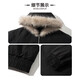 Mountain carving cotton coat fur collar hooded men's autumn and winter loose trendy pleated design warm couple cotton coat khaki 2XL