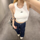 ALO YOGA Internet celebrity letter small mark Ken Bean same style sleeveless racer vest slim slim short threaded yoga female white XS