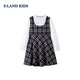 E LAND KIDS children's clothing girls dress 26 spring new college style British plaid fake two-piece skirt Navy navy/59 110