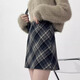 Yi Xin woolen skirt women's skirt short skirt plaid skirt A-line hip skirt high waist small person high-end 2025 new style blue gray plaid skirt L Recommended weight is about 110-125 Jin Jin is equal to 0.5 kg
