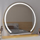 DYQTled makeup mirror with light for home desktop smart makeup mirror for beauty salon dedicated to master bedroom internet celebrity ins semicircle_matte white 40 diameter plug-in rotating model_three-tone lighting
