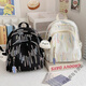 Ye Yu school bag for primary school girls, fashionable and cute small backpack, casual and versatile, lightweight mini travel backpack for girls, white without pendants