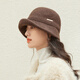 Siggi Wool Hat Women's Fisherman Hat Autumn and Winter Fashionable Warm Curly Hat Showing Your Face for Mom and Elders Almond Rice Comes with a Beautiful Gift Bag Wearable Head Size (56-58cm)