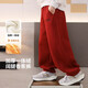 I.KARNOW boys' velvet pants 2026 new children's animal year thickened festive New Year red sweatpants winter big children 19762 gray + 15197 red velvet good luck suit 120