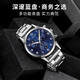 Men's Fashion Business Watch Three-hand Digital Scale Dial Trendy Steel Strap Youth Watch Quartz Watch Blue Watch + Adjuster