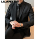 Lilang suit suit men's jacket business casual spring and autumn top groomsman suit groom wedding professional formal suit 09/* (2 pieces) black suit + trousers S (suitable for 80-95 Jin Jin equals 0.5 kg)