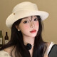 He Jiangong French beret Hepburn style elegant top hat for women autumn and winter French retro elegant temperament curled beret socialite Hepburn style beige high quality / versatile whitening one size (546CM) big head gospel