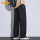 JEEP吉普休闲裤男秋冬季宽松直筒裤男士百搭运动阔腿男裤 黑色  XL