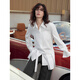 ELLE brushed cotton design pleated shirt for women 2026 spring new loose casual shirt two-piece set white S