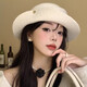He Jiangong French beret Hepburn style elegant top hat for women autumn and winter French retro elegant temperament curled beret socialite Hepburn style beige high quality / versatile whitening one size (546CM) big head gospel
