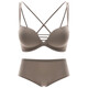 Oein Light Luxury Brand Bra Set Front Button Underwear Women's Small Breast Push Up Shows Bigger Side Breasts Prevents Sagging No Trace Brown - Set 70A 32 (No Trace Push Up)
