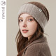 JIUMU Wool Hat Women's Autumn and Winter Wool Versatile Double-layer Thickened Warm Postpartum Cold Hat Double-Sided Knitted Elderly Hat Brown One Size _56-60CM