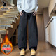 Playboy (PLAYBOY) jeans men's velvet pants men's casual pants men's autumn and winter straight wide-leg workwear thickened warm trousers