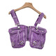 European and American style design three-dimensional work clothes pockets retro hot girl denim tube top suspender sleeveless top for women trendy purple 12156 S