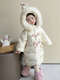 BALA suitable for girls' down jacket winter 2025 new style Western style children's white duck down little girl baby beige full size, large fur collar 90cm