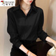 Woodpecker velvet thickened design shirt autumn and winter velvet warm Korean style black lapel long-sleeved shirt top trendy velvet square collar open button white S