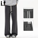 CHOCOOLATE it meniscus spliced casual pants men's trendy loose autumn and winter straight casual pants dark gray M