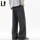CHOCOOLATE it meniscus spliced casual pants men's trendy loose autumn and winter straight casual pants dark gray M