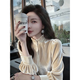 Qiao Bo Lai rice white velvet top new style winter feeling light luxury temperament socialite unique and beautiful French petty bourgeoisie shirt off-white Korean chic chic/niche non-colliding style M recommended 95-105 Jin Jin equals 0.5 kg