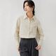 Sentubila comfortable commuting cotton shirt with sheep wool movable shawl fashion set apricot bottom green stripe L