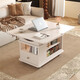 Sofa side table, movable coffee table, small living room side cabinet, multi-functional tea table, lifting and folding solid wood corner table, walnut+white, with lift 700*400*546
