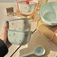 Tuojin ceramic bowl, home tableware for one or two people, good-looking rice bowl, plate, cute instant noodle bowl, especially beautiful bowl, Chuxue sky blue handle bowl - 1 piece
