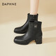 DAPHNE Daphne Retro Short Boots Women's Velvet New Women's Boots Warm French High Heel Boots British Martin Boots Black Velvet Heel Height 5.5cm 35 (225mm) Standard Size