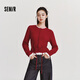 Semir Qiji red sweater women's short fake two-piece top 26 new lace hem two-piece inner wear 109126106001