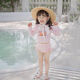 Big Tuan Xiaoyuan Girls' Split Swimsuit 2025 New Children's Long-Sleeved Sunscreen Quick-Drying Swimwear Baby Hot Spring Resort Swimsuit Trendy Pink 90 Size