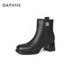 DAPHNE Daphne Retro Short Boots Women's Velvet New Women's Boots Warm French High Heel Boots British Martin Boots Black Velvet Heel Height 5.5cm 35 (225mm) Standard Size