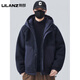 利郎（LILANZ）官方羊羔毛羽绒服男款冬季2025新款潮加厚保暖连帽摇粒绒外套男士 藏青-旗舰款 L 【130-150斤】